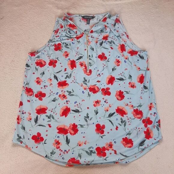 Ellen Tracy Floral Sleeveless Top Size L - Picture 1 of 7